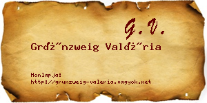 Grünzweig Valéria névjegykártya